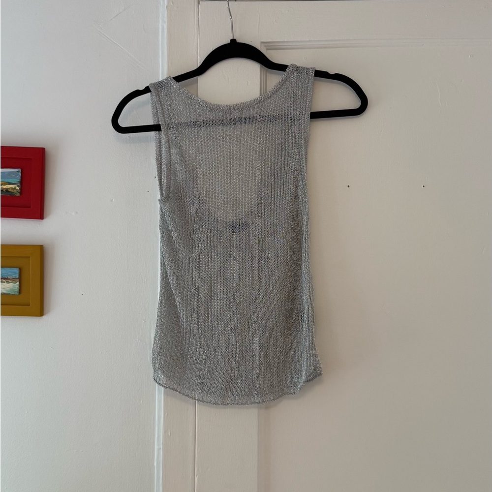 H&M Silver Sheer Top